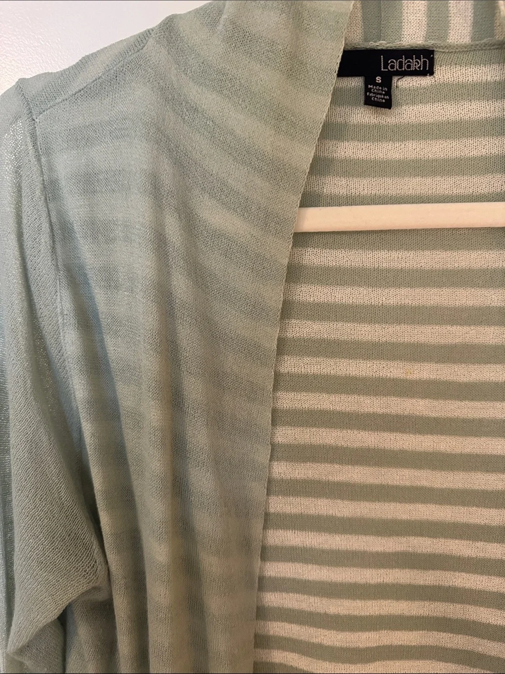 Lush Light Sage Striped Maxi Cardigan Dress